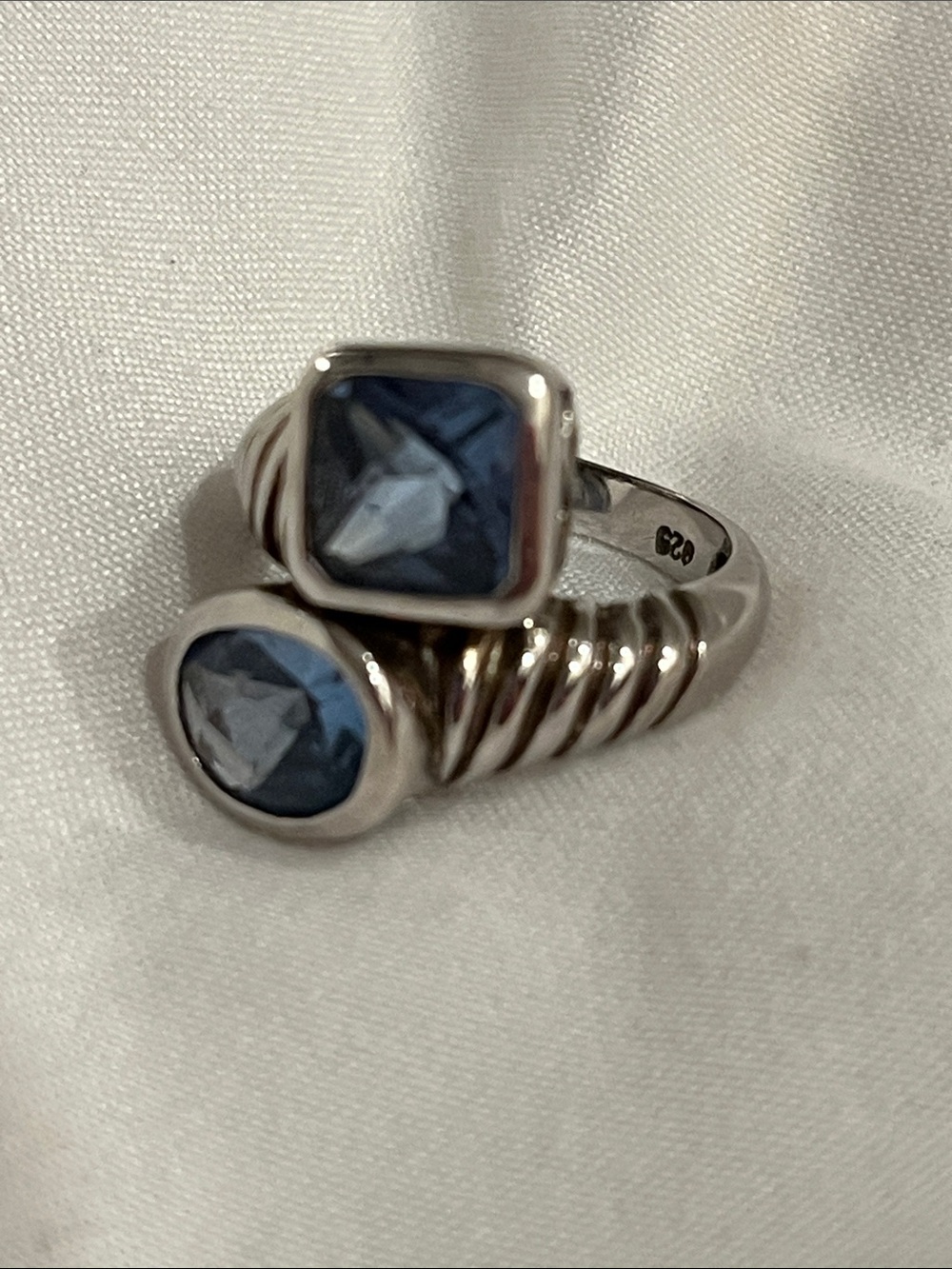 Blue Topaz Sterling Silver Bypass Ring